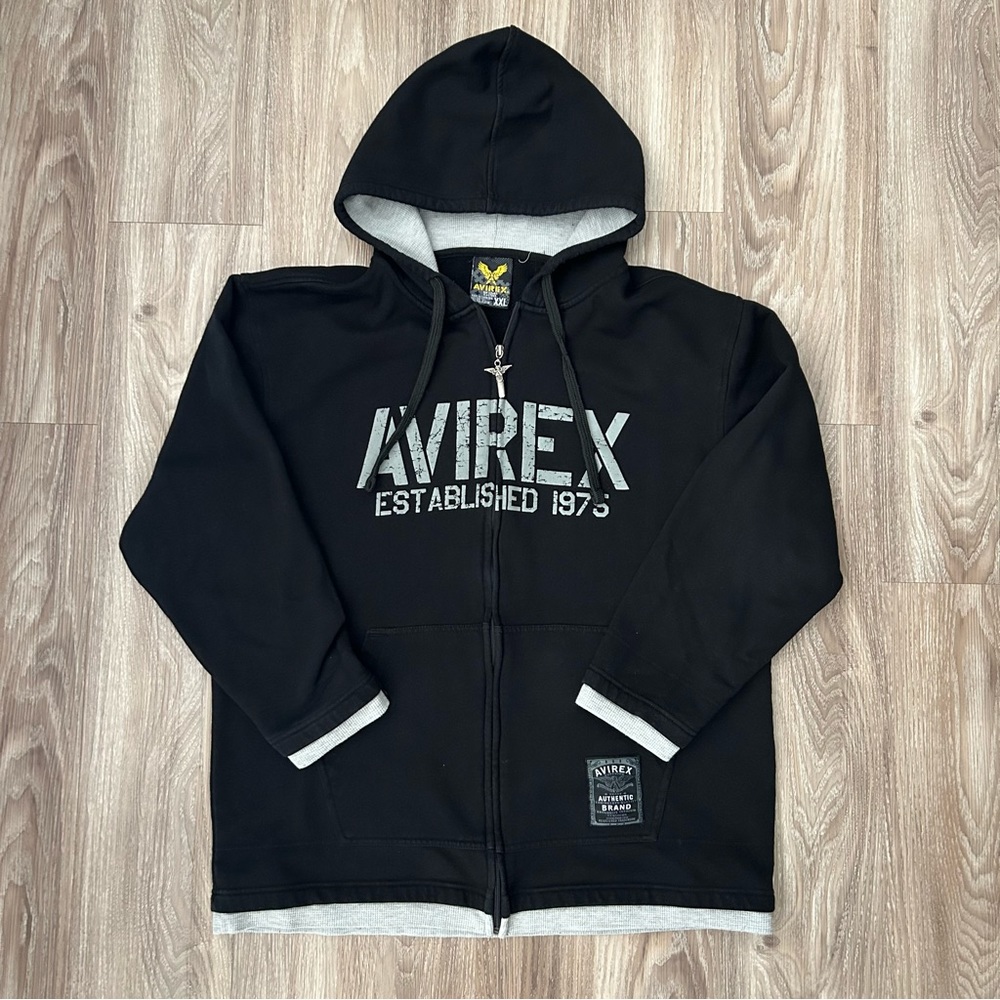 Avirex Black Zip Up Hoodie Men’s Size XXL